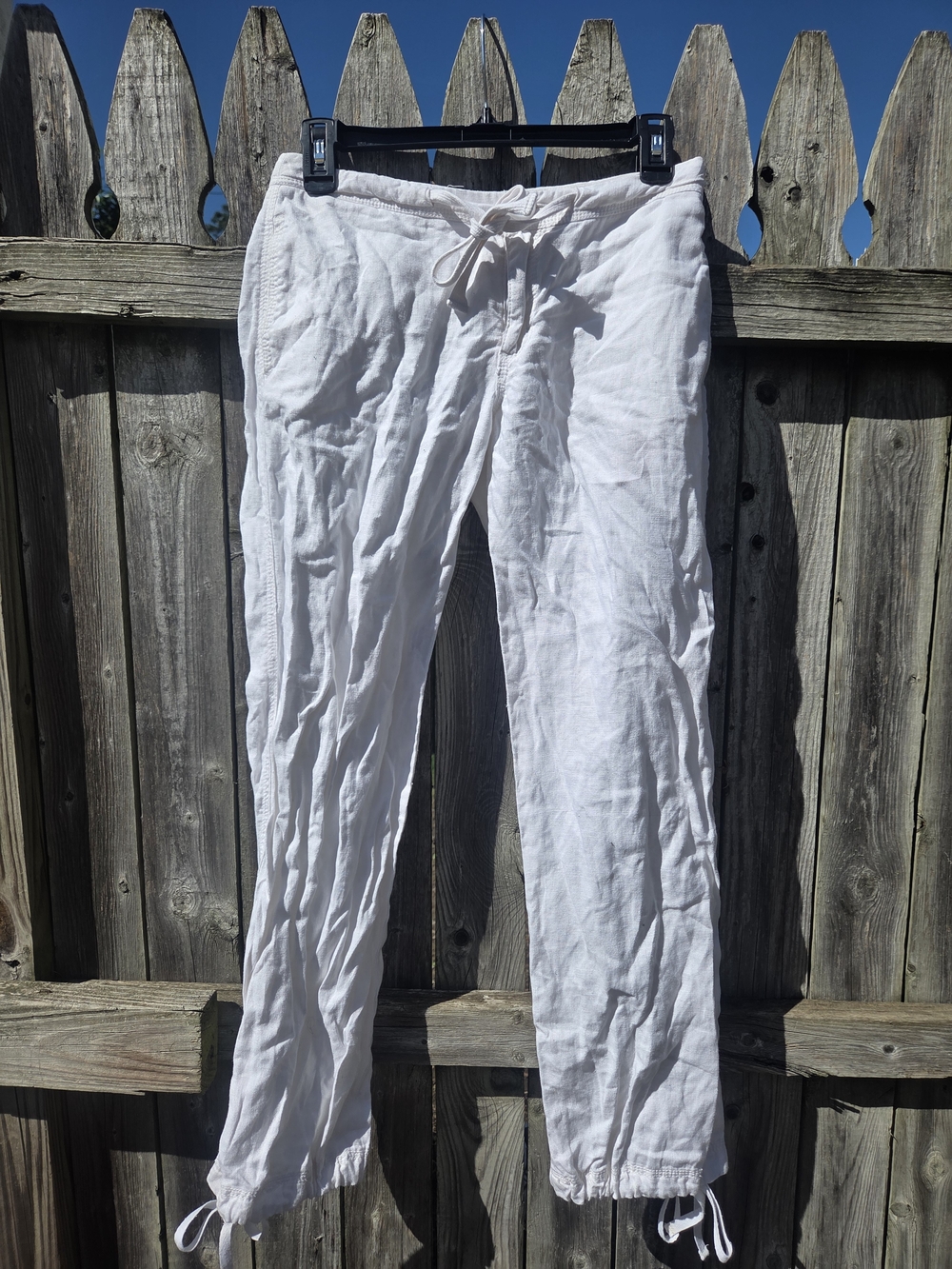H&M Divided White Drawstring Linen Blend Women's Pants
